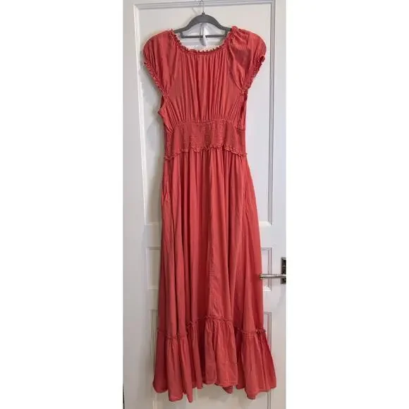 Old Navy Size Small TALL Waist-Defined Puff-Sleeve Clip-Dot Midi Dress - Picture 4 of 6